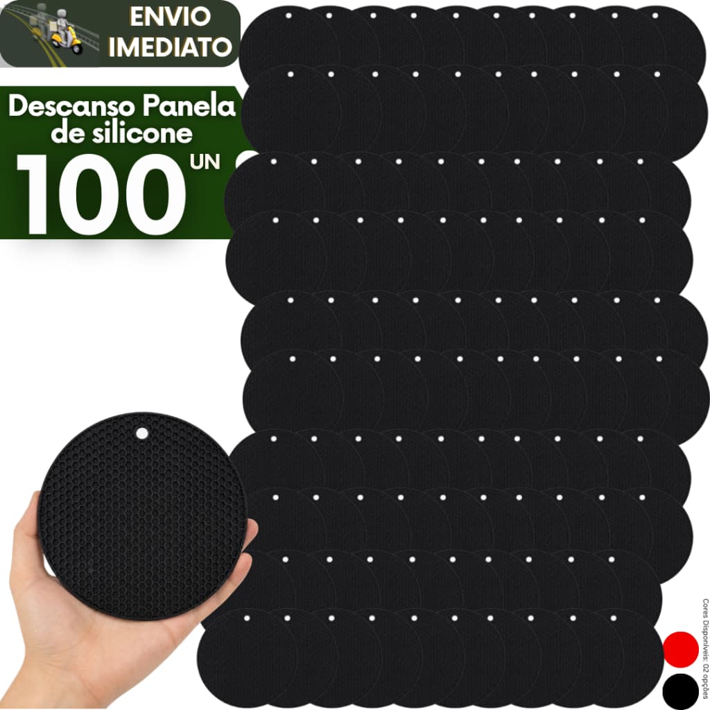 Kit 100 Descanso de Panela Silicone Suporte Protetor Mesa Resistente ao Calor Antiderrapante Cozinha