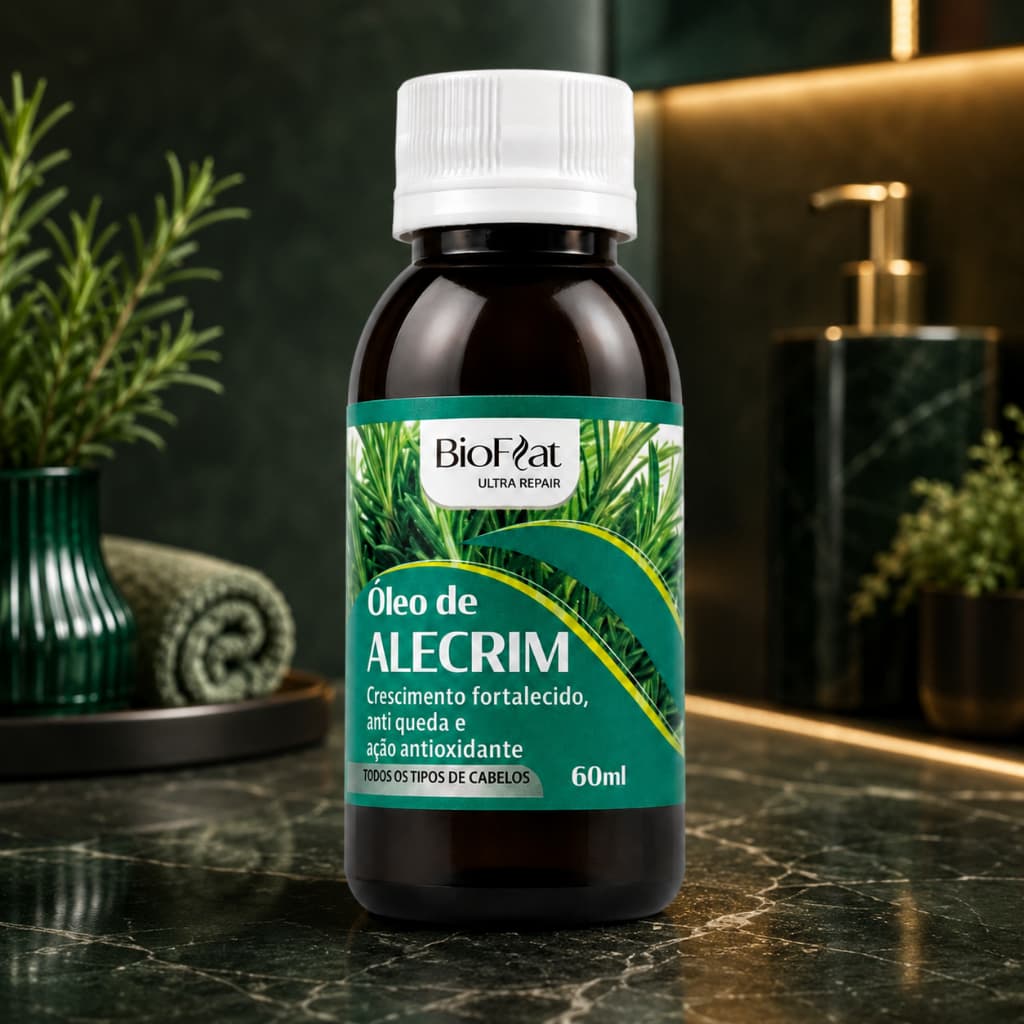 Óleo De Alecrim 60ml Bioflat Crescimento Fortalecimento Anti Queda Para Todos Tipos  De Cabelos