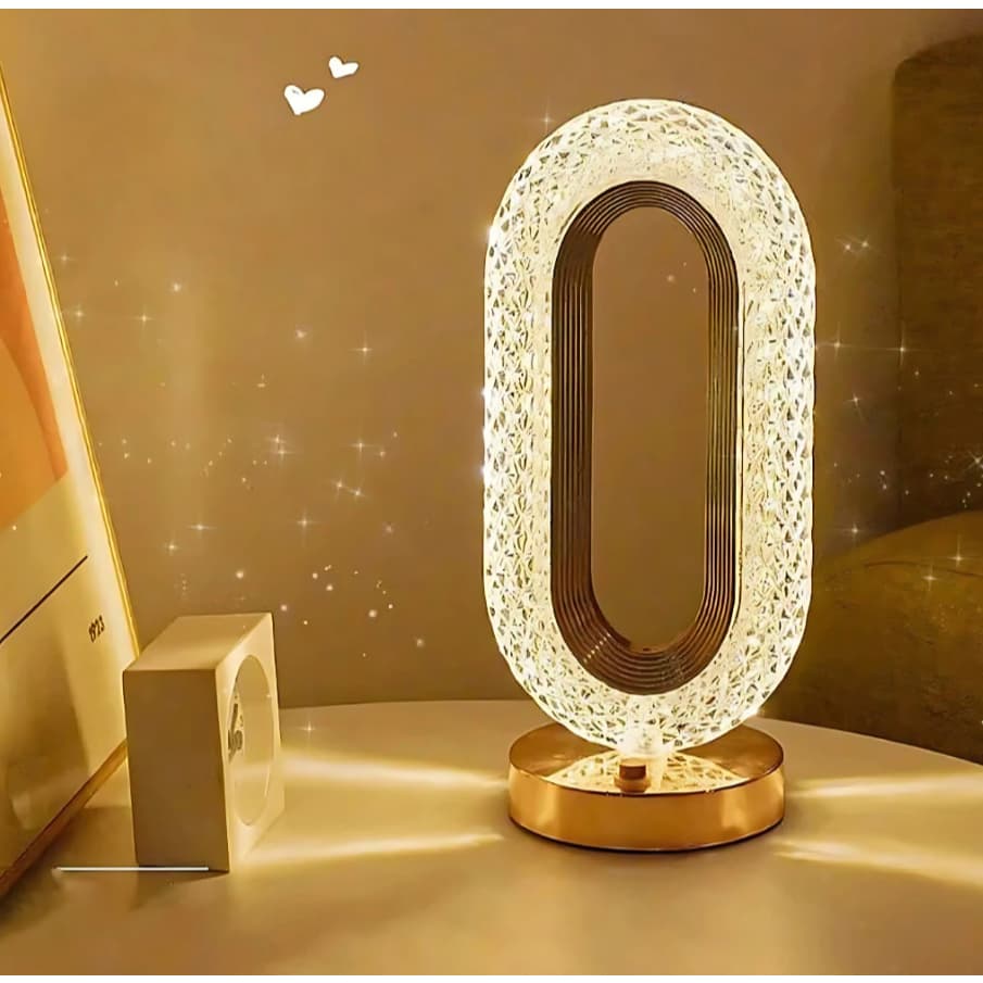 Luminária de Mesa Lâmpada Touch Quarto Luxuosa Cristal Acrílico 3 Tons de Led