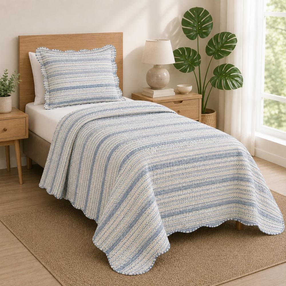 Colcha Cobre Leito Azul Solteiro Estampa Formas Geométricas Toque Macio Estampa de Porcelana