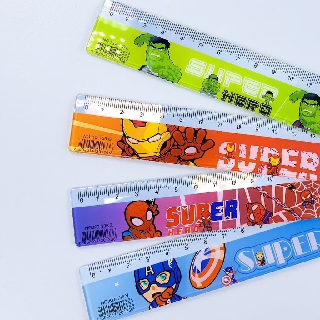 Régua Plástica 15cm Super Heróis Marvel Vingadores Avengers