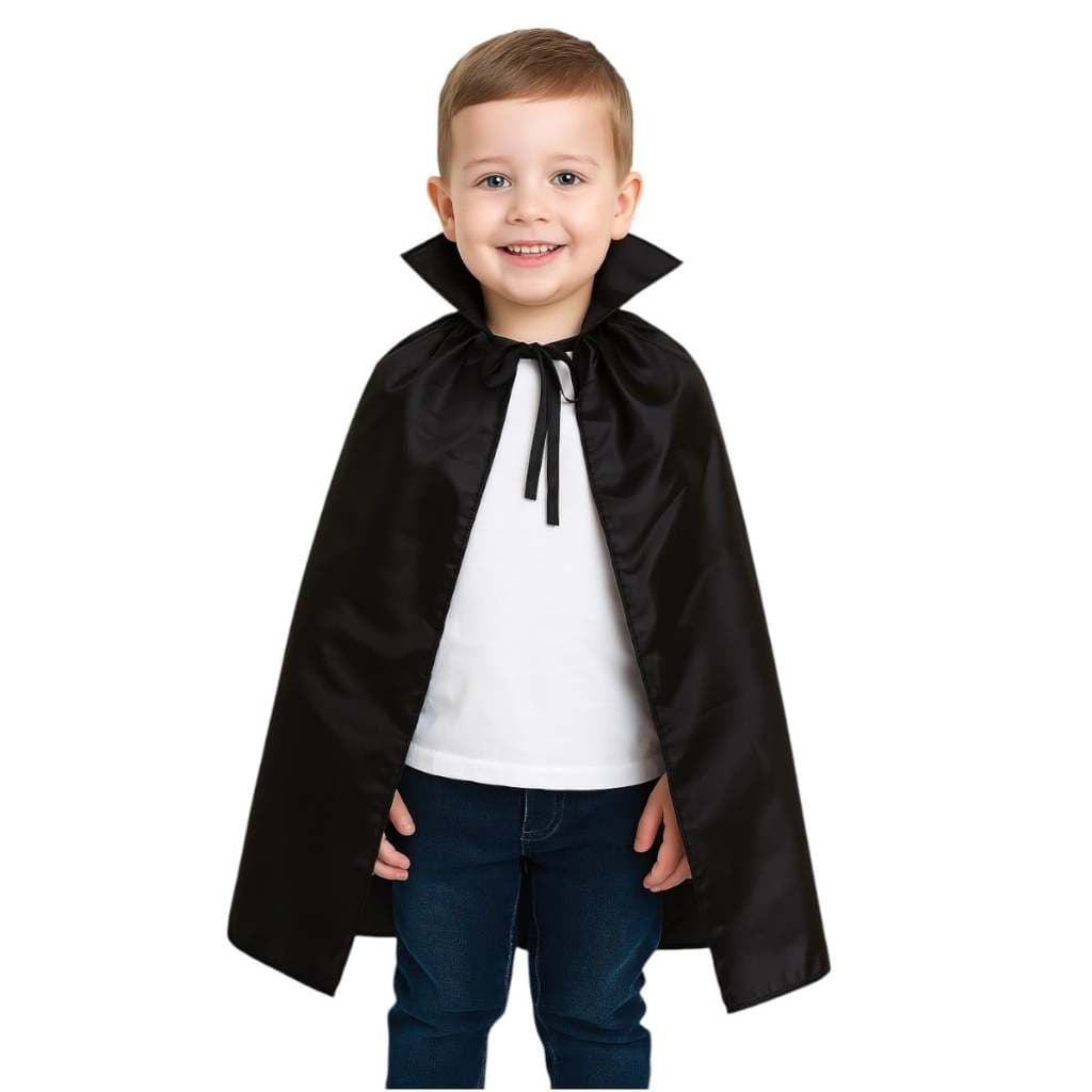 Capa Fantasia Infantil Vampiro Bruxo Halloween Menino Menina Gola Alta