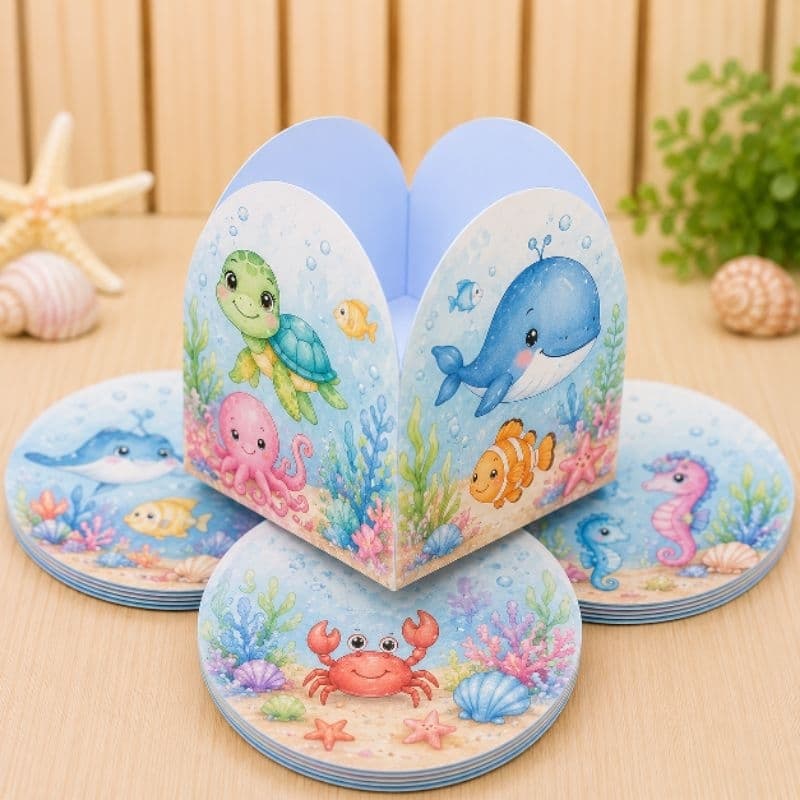 50 a 300 Forminhas para Docinhos Pronta Entrega Fundo do Mar Aquarela ENVIO IMEDIATO