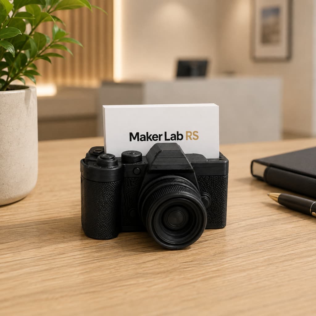 Porta Cartão de Visita Câmera Fotográfica Decorativo Suporte para Cartões Fotógrafo Estúdio Foto Profissional Mesa