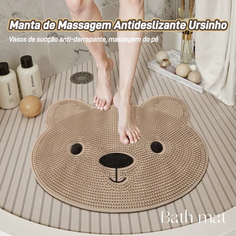 Tapete Antiderrapante para Banheiro com Ventosas, Massageador e Esfoliante para Pés, Segurança para Idosos e Crianças