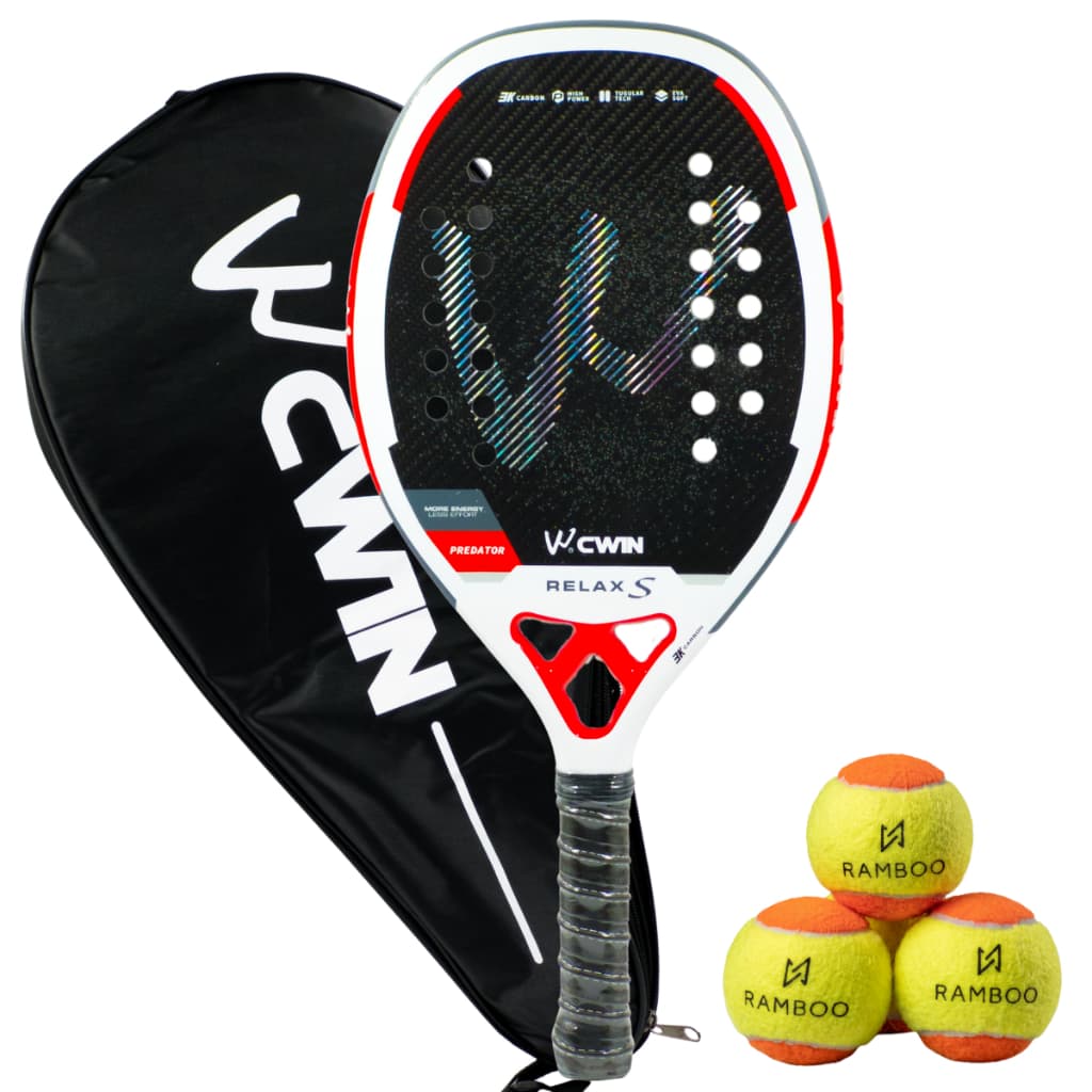 Raquete Beach Tennis Carbono 3K Profissional Camewin Relax S + 3 Bolinhas