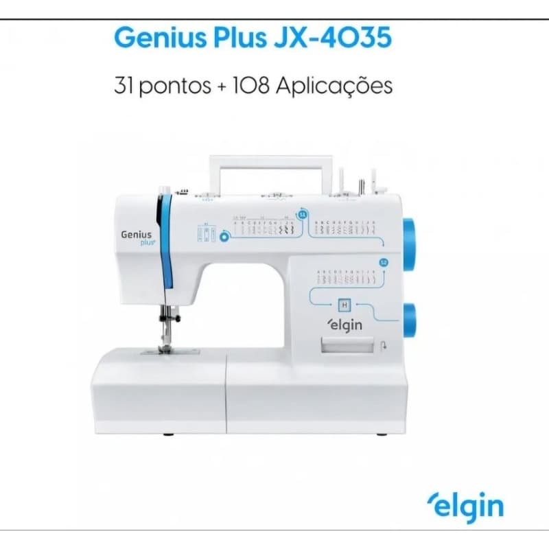 Máquina de Costura Elgin Genius Plus JX-4035 com 31 Pontos de Costura 110v