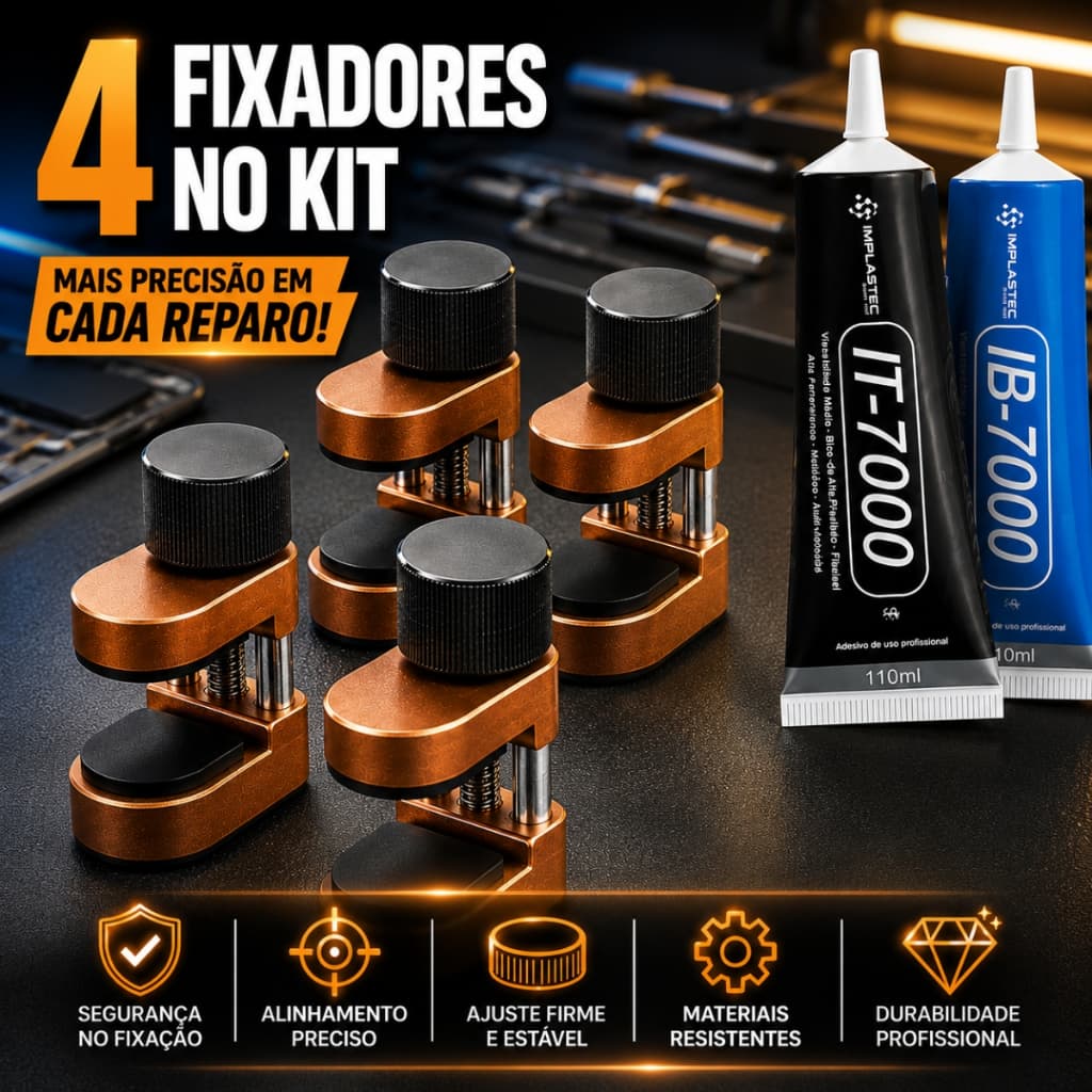 Fixador Prendedor Tela Celular Grampo Display Touch Ajustável + Cola Adesiva