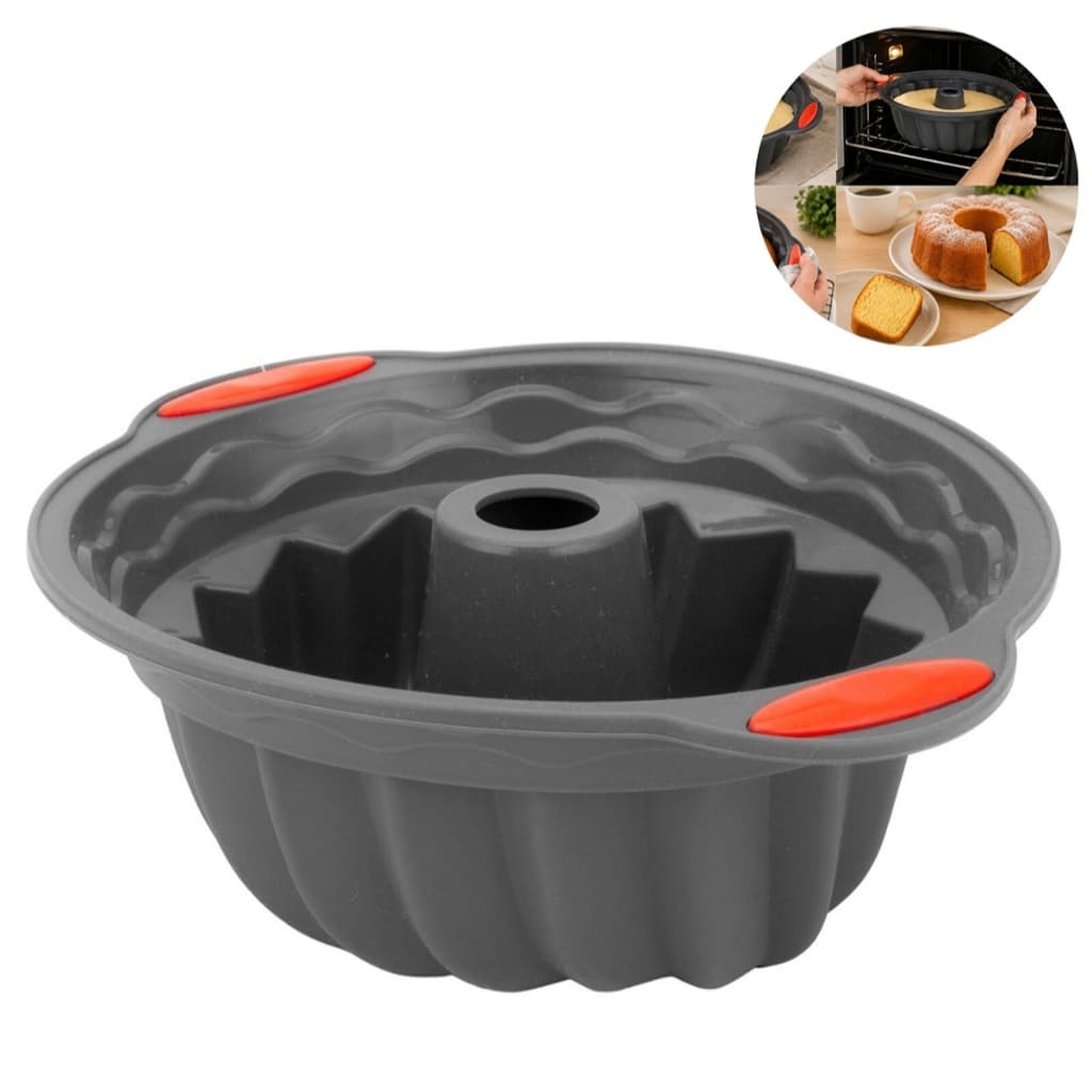 Forma Assadeira Bolo Pudim Torta Redonda Com Furo Central De Silicone