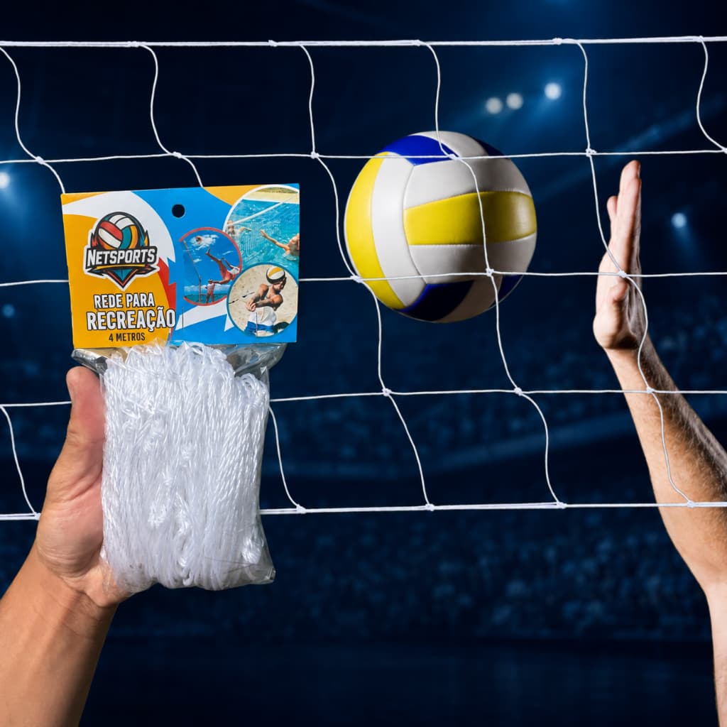 Rede de Volei, (praia, piscina, parque) 4 metros (apenas a rede)