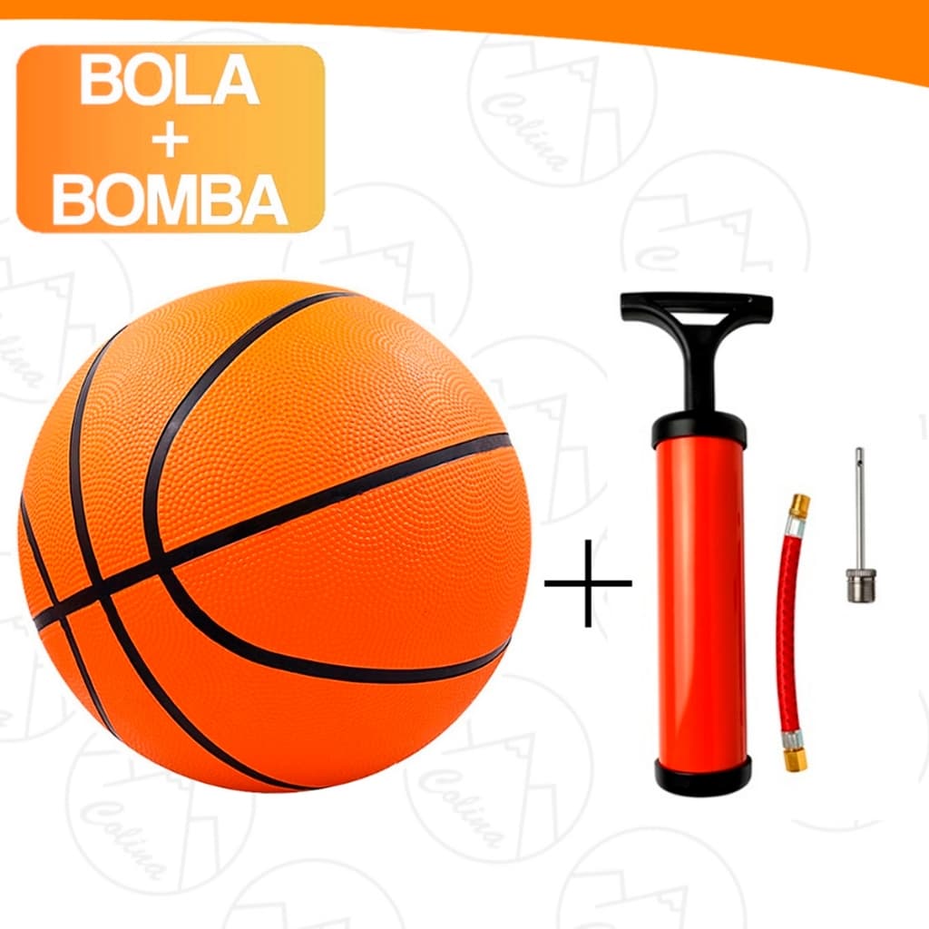 Bola de Basquete + Bomba de Encher Ar Tamanho Oficial Nº7 Profissional Borracha Resistente Filial