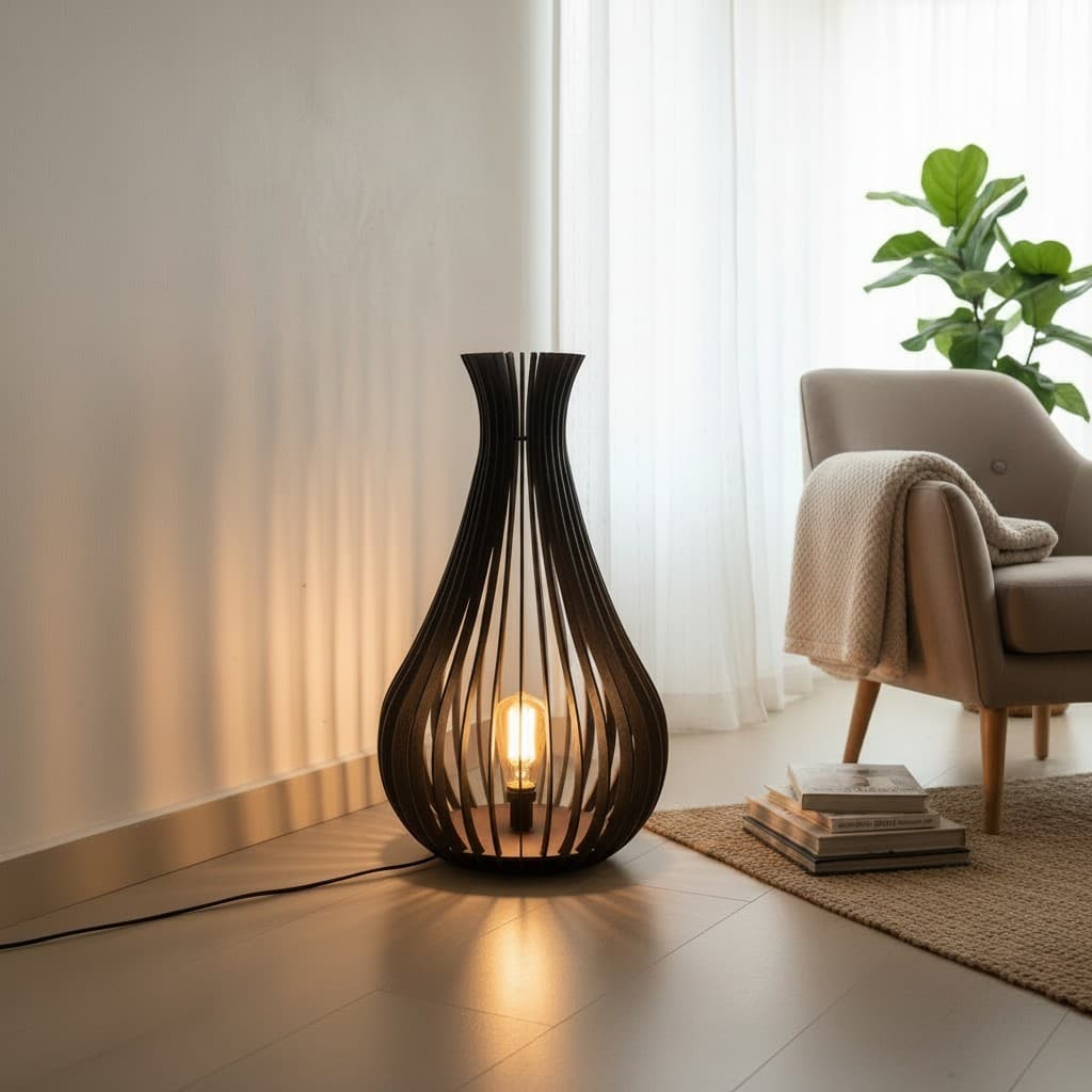 Luminária De Chão Gotas De Orvalho Abajur De Piso Grande MDF 60cm 75cm 90cm Sala Quarto Bivolt