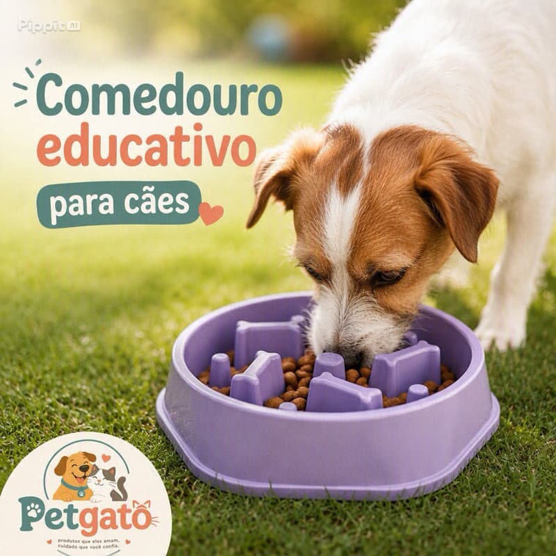 Comedouro lento educativo antiengasgo para cães e gatos porte médio