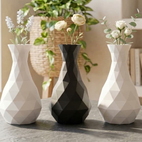 Kit com 3 Vasos Decorativos Low Poly - Moderno e Minimalista