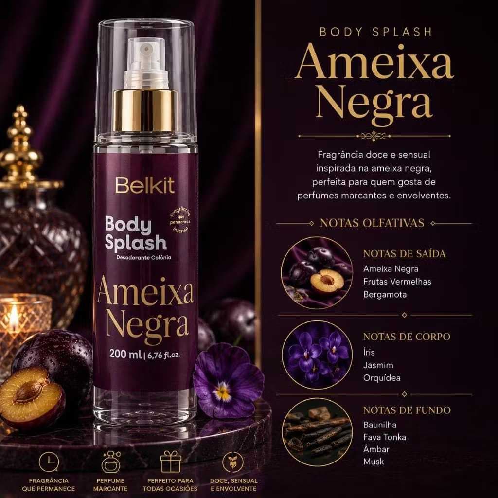 Kit 2 Body Splash 200ml Ameixa Negra + Cereja & Avelã