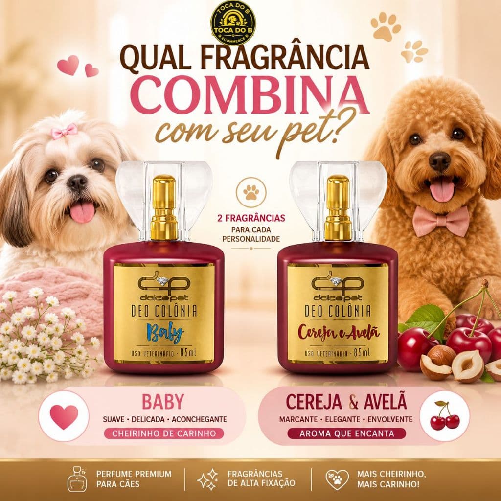 Perfume Pet Para Cães e Gatos Dolce Pet Colônia 85ml Baby Cereja & Avelã