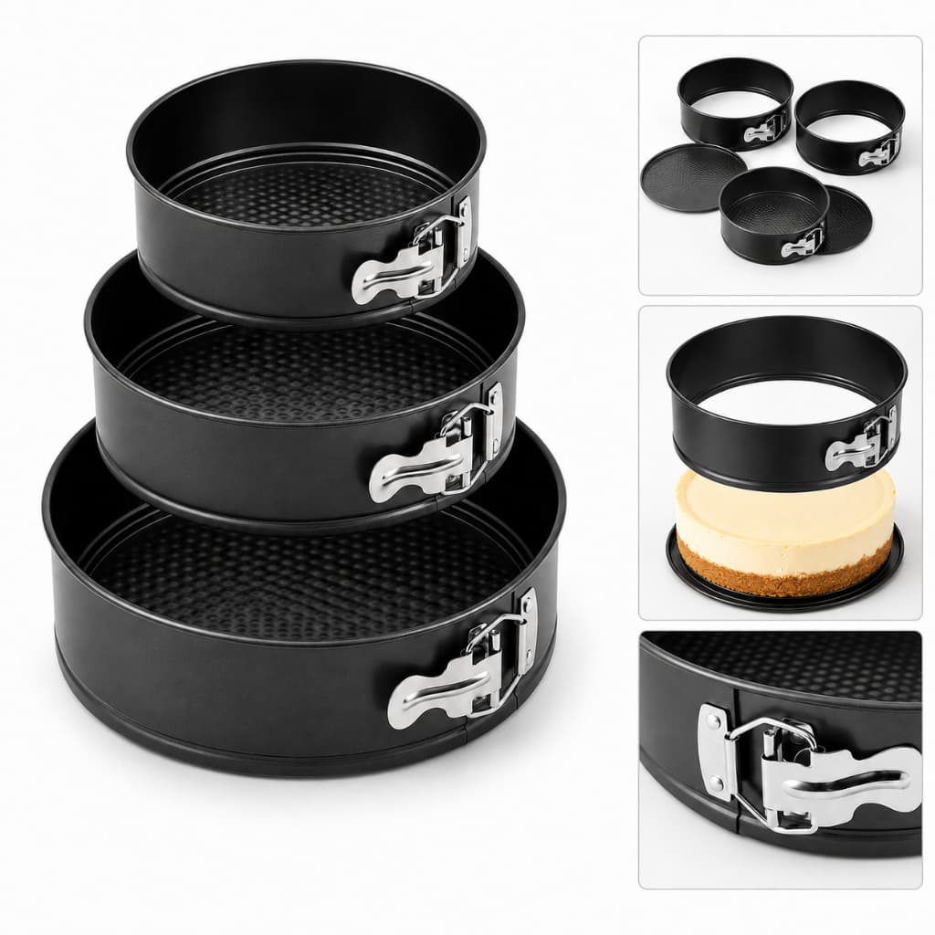 Kit 3 Formas com Fundo Removível Antiaderente para Torta Bolo Assadeira fundo removível redonda confeitaria bolo