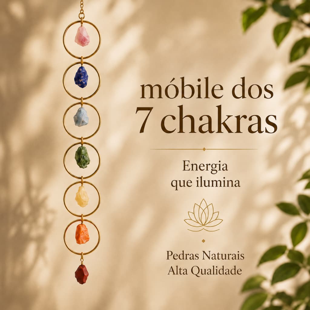 Móbile 7 Chakras Pedras Naturais Proteção Harmonia Energia Positiva Decoração Casa Cristal Reiki