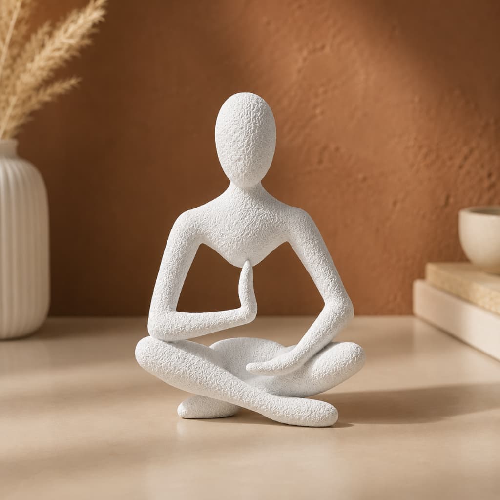 Escultura Meditação Celestial Decoração Moderna Elegante para Sala Mesa Cozinha Quarto Casa Presente Premium