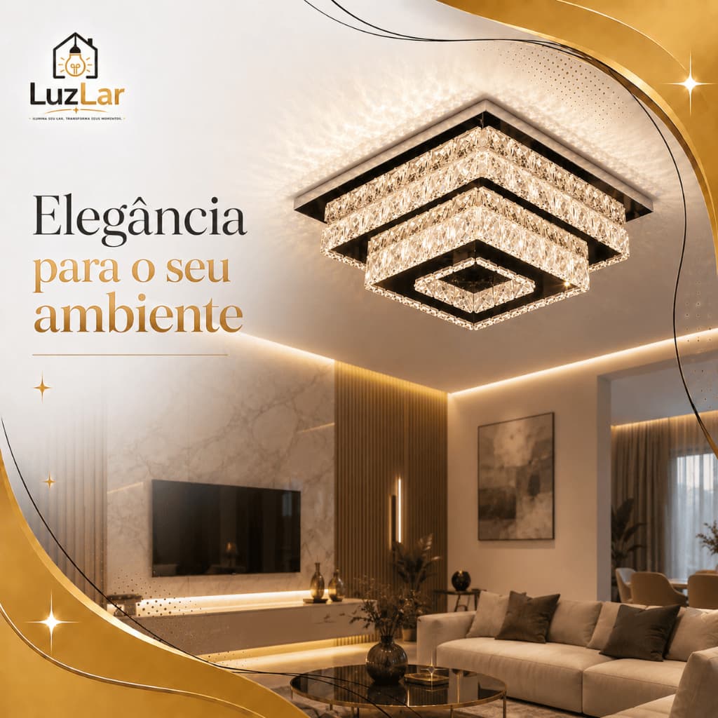 Plafon 2 Andar Luminária De Teto Cristal Luxo Moderno Lustre Estrela Brilho 3 Cores Em 1 Multico