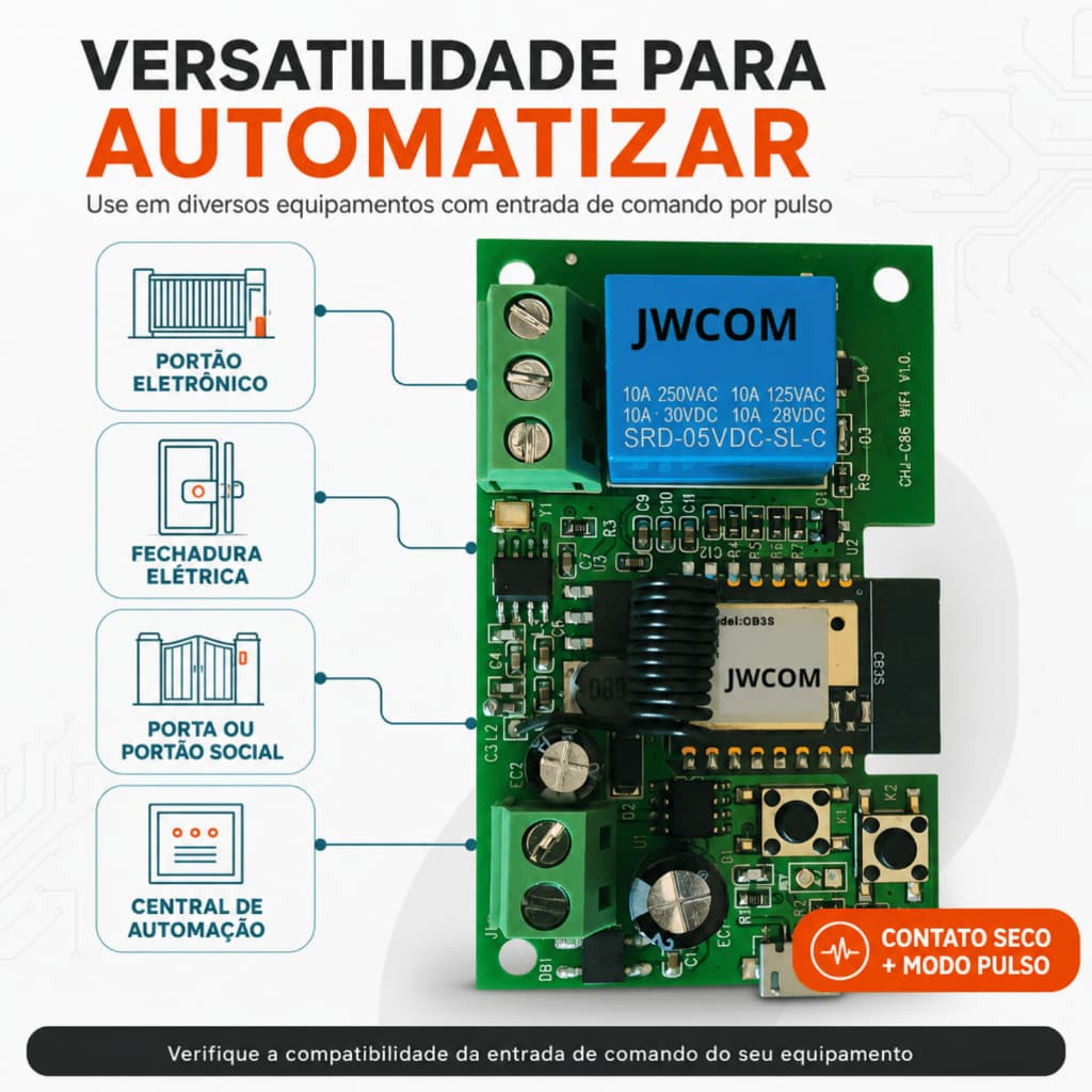 Interruptor Inteligente rele Pulso Wifi 1 Canal Seco