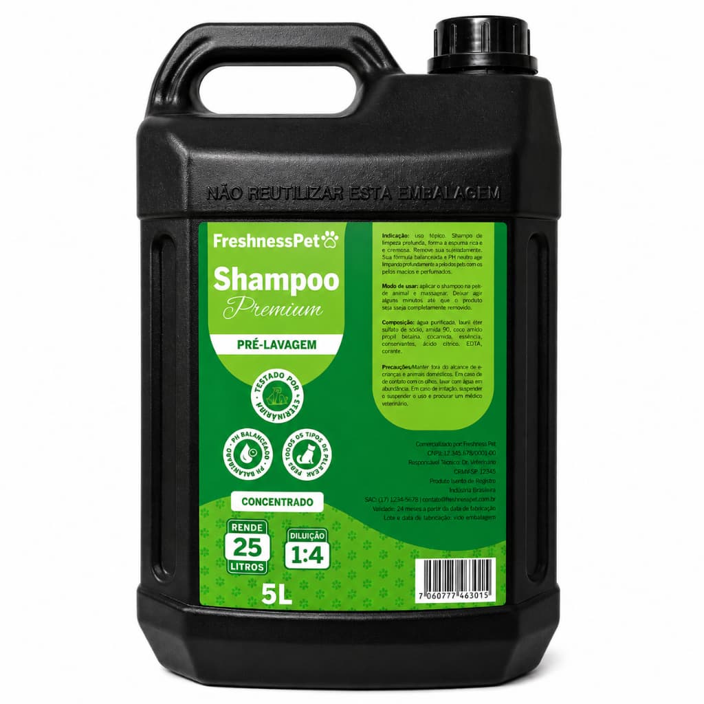 Shampoo Concentrado Limpeza Pesada Pré Lavagem Cães Gatos 5l