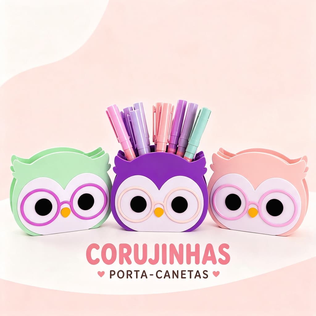 Porta Canetas Corujinha Organizador de Mesa Porta Lápis Escolar Escritório
