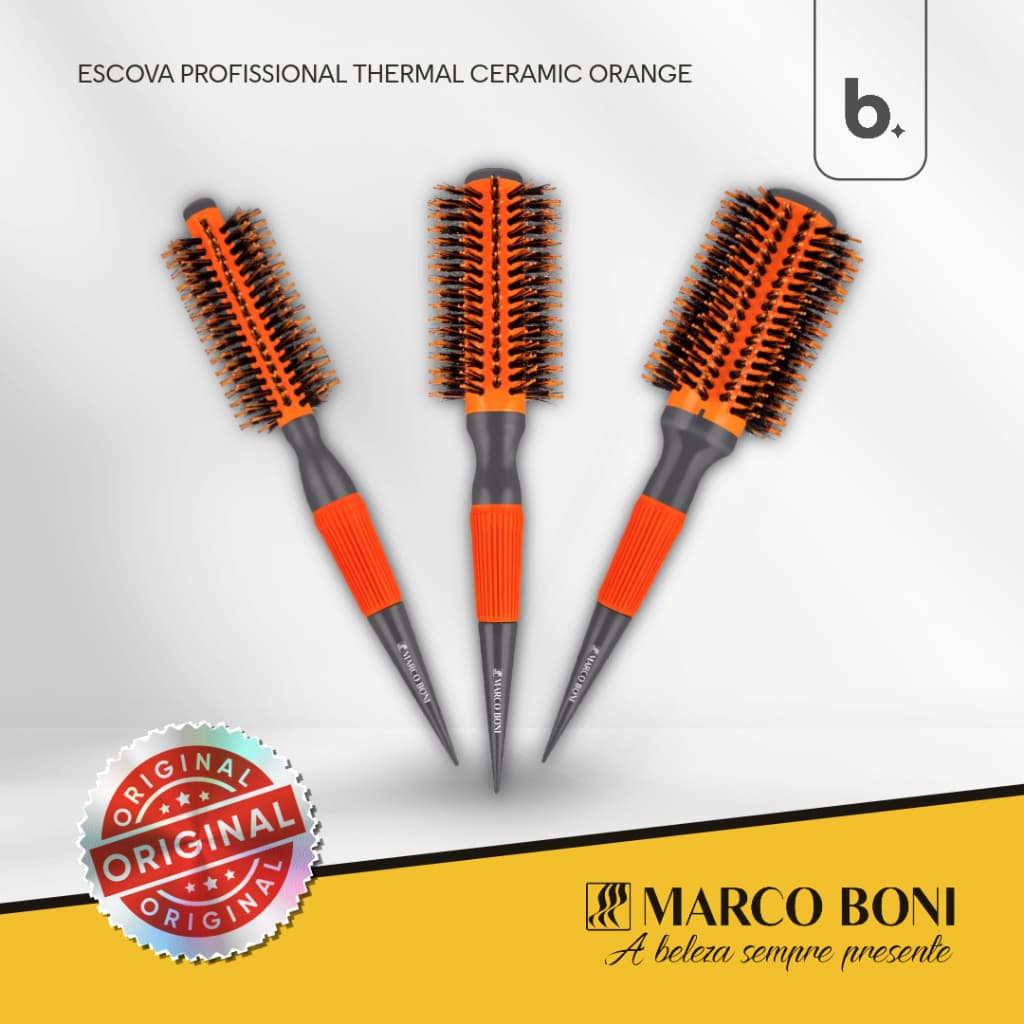 Escovas Profissional Thermal Ceramic Marco Boni Laranja Premium - Disponível nos tamanhos 46mm, 55mm e 65mm