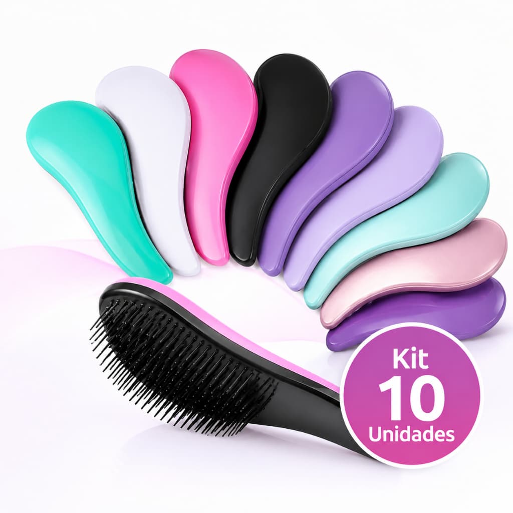 Kit 10 - Escovas Mágicas pra cabelo - Anti Frizz - De Desembaraçar Cabelo cores sortidas82RQ