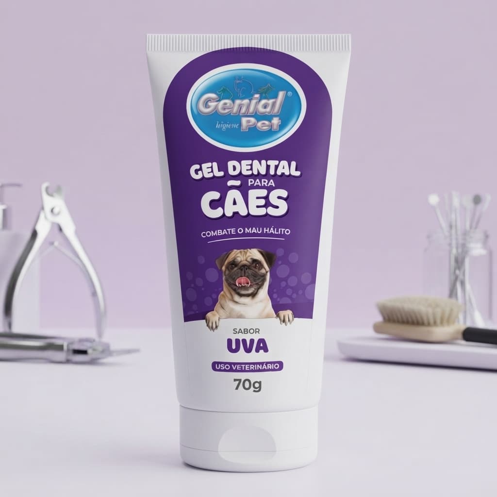 Gel Dental para Cães Uva 80g Genial Pet Higiene Bucal