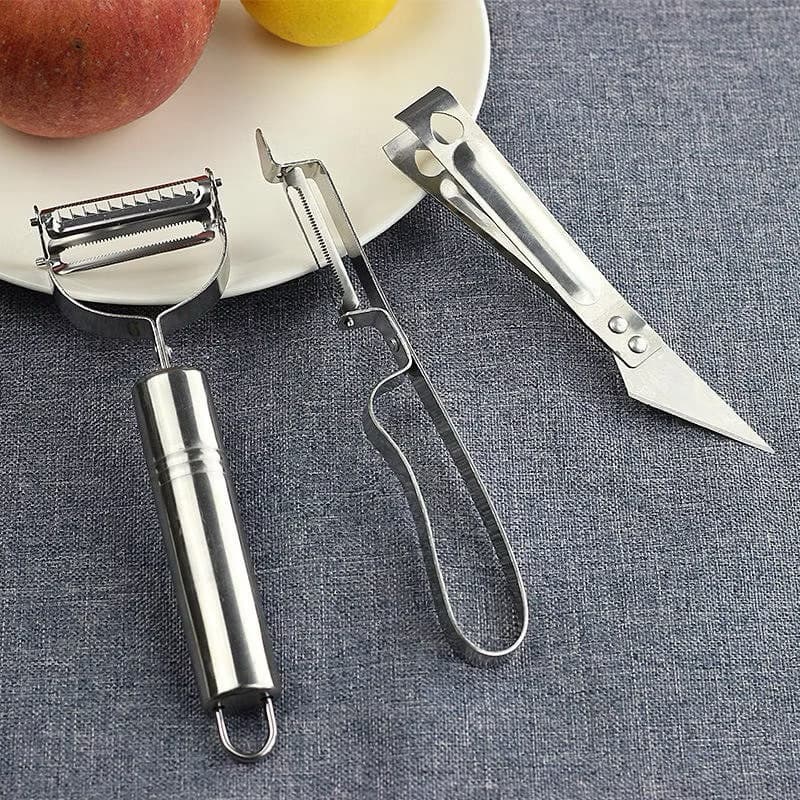 Kit 3 Descascadores Inox Legumes Frutas Escama Peixe Queijo