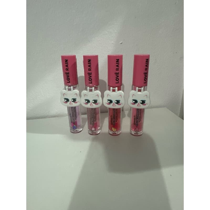 🐱💋 Gloss Love Rain com Espelhinho – Romã, Melancia, Laranja e Uva