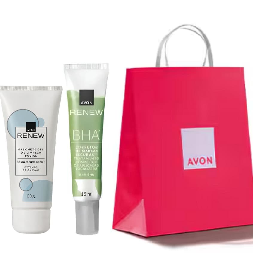 Presente Avon Corretor de Marcas Escuras e Gel Sabonete de Limpeza Facial