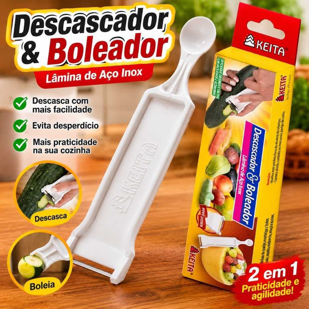 Descascador De Legumes e Boleador de Legumes e Frutas Aço Inox 2 Em Descascador De Legumes Boleador