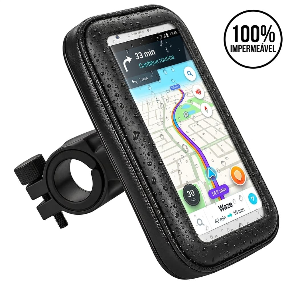 Suporte Celular Moto Bike Guidão Impermeável Prova D'água 360 Graus Bolsa Case Universal GPS Motoboy
