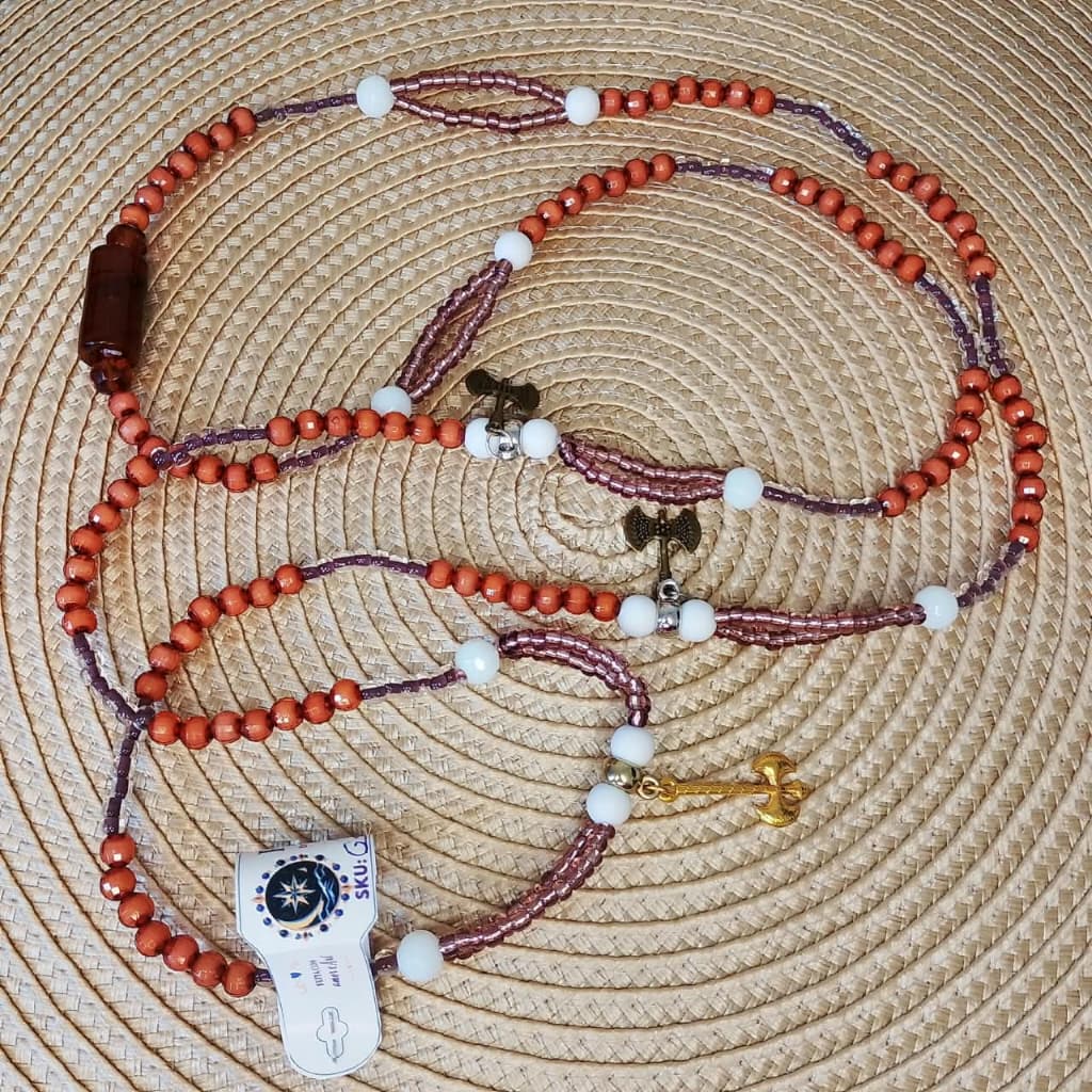 📿Guia Colar Xangô Artesanal | 3 Machados | Umbanda | Guia Religiosa Premium | Ritas do Axé