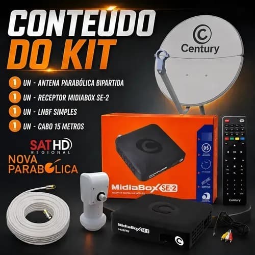 Receptor Century Se-2 Antena Amarela Ku Bipartida+lnbf Mono