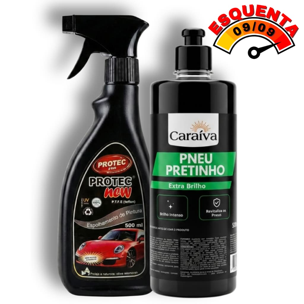 Pneu Pretinho + Espelhamento de Pintura - Kit Estética Automotiva Profissional