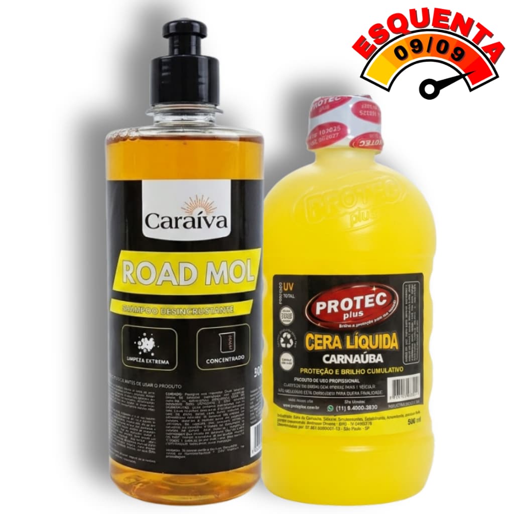 Shampoo Detergente Automotivo + Cera de Carnaúba Líquida - Kit Limpeza e Proteção