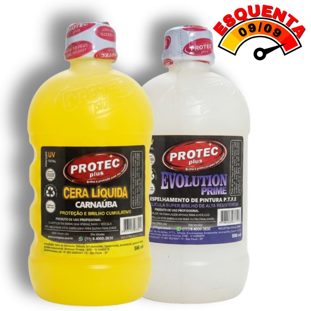 Cera Líquida Carnaúba 500 ml + Evolution Prime 500 ml - Kit Proteção e Espelhamento Profissional