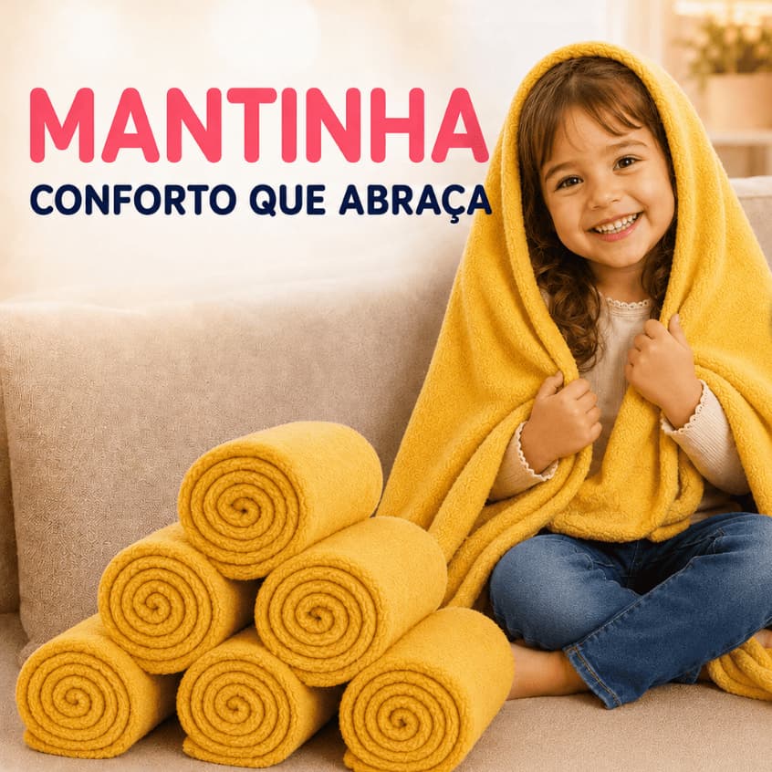 Mantinha Mostarda Infantil Bebê Microfibra Macia Leve Unisex Menina Fofinha Quentinha 90x100