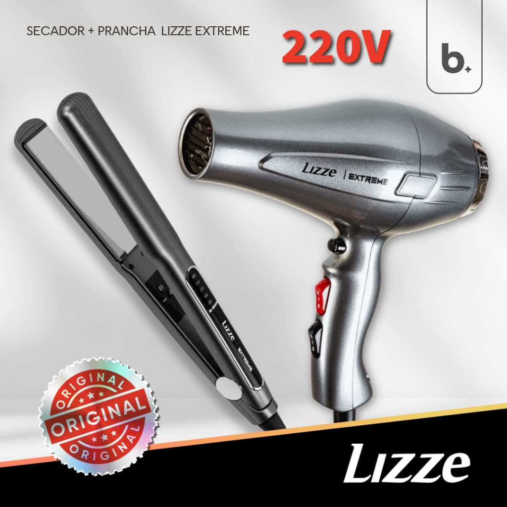 Combo Prancha + Secador Profissional Lizze Extreme 220V