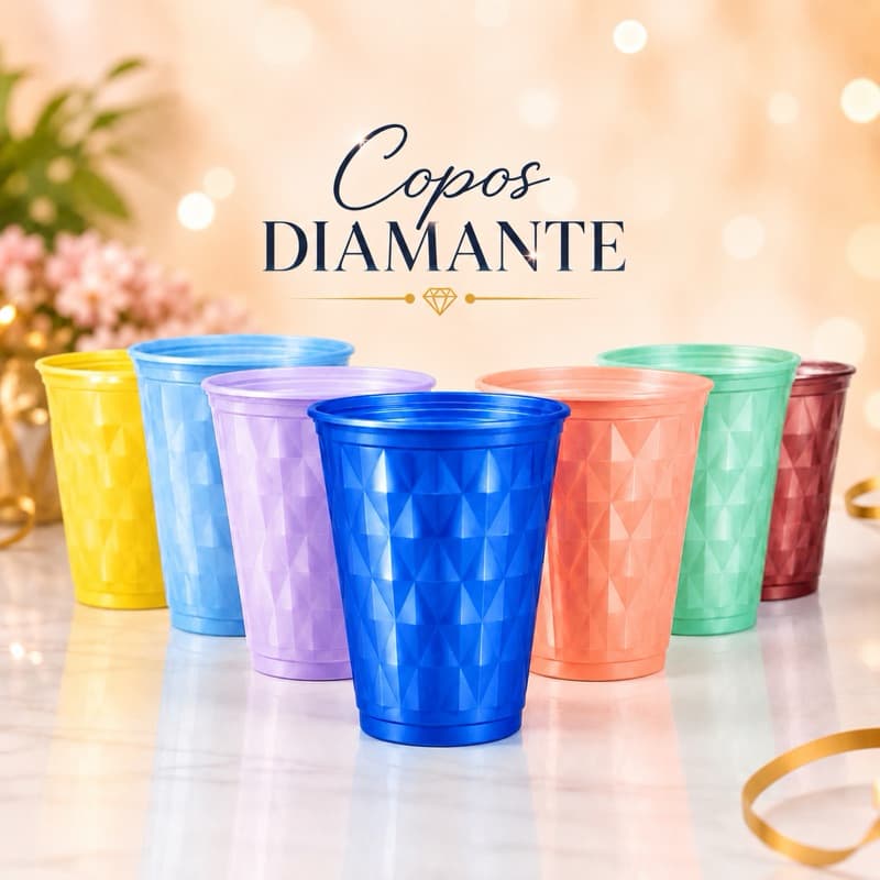 120 Copo Descartável Diamante Perolado Premium Resistente Plástico Aniversário Festa