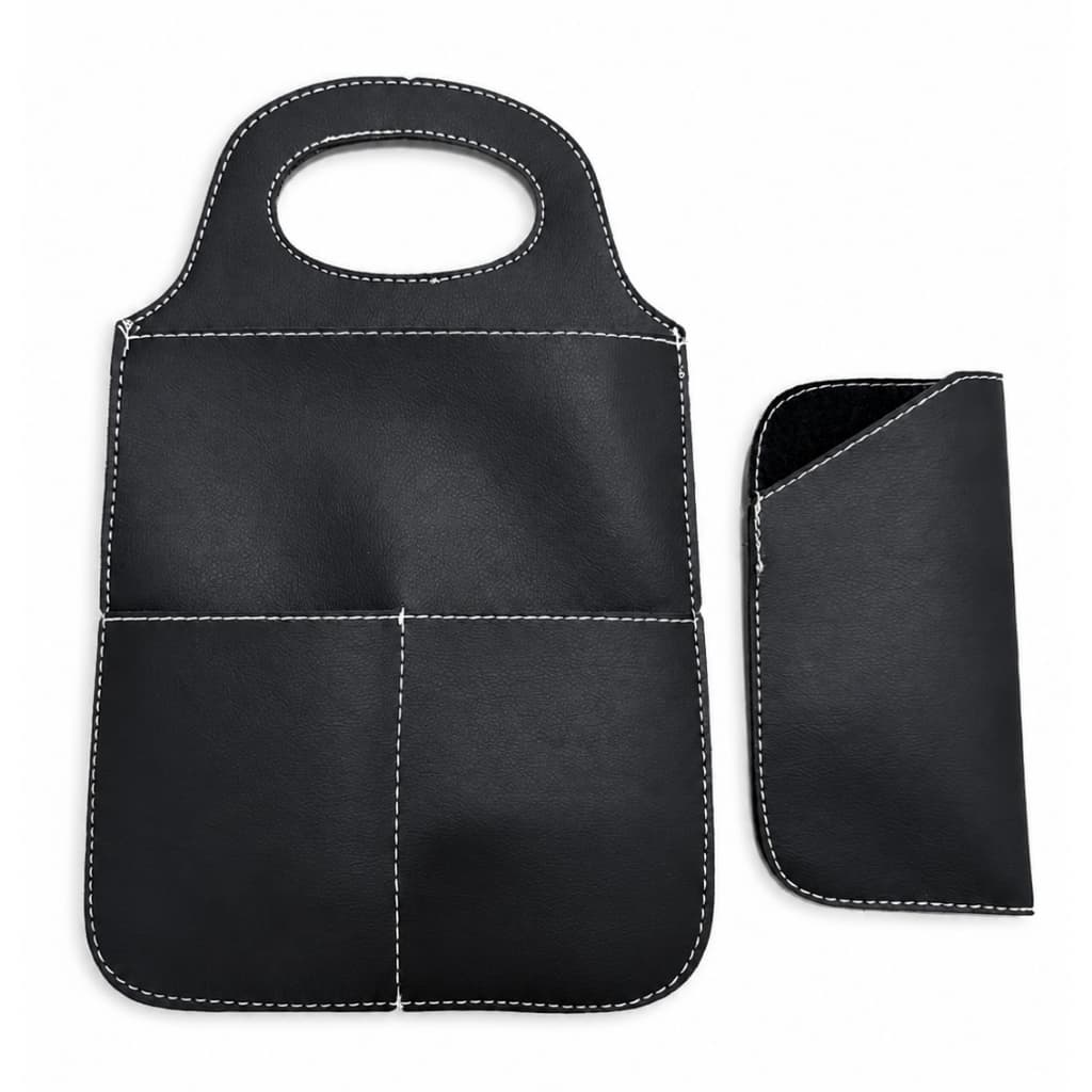 Kit Porta Lixeira + Porta Óculos Automotivo em Couro para Carro Porta celular