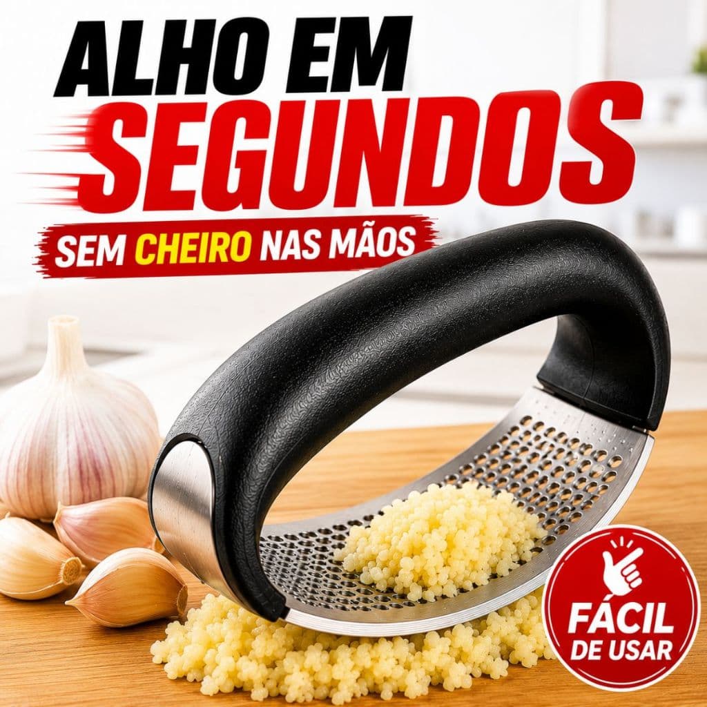 Amassador Triturador Espremedor  Alho Manual Picador Aço Inox Cozinha