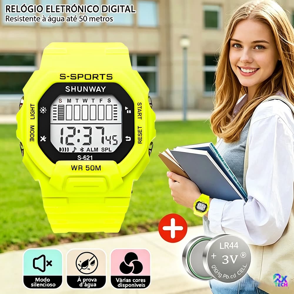 Relógio Infantil A Prova De Agua LED Exercícios Original Relógios Multifuncional Com Luz