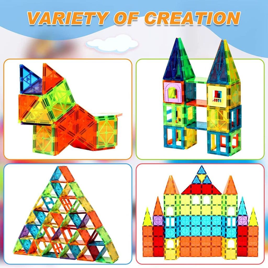 Bloco Montar Magnetico 3D Brinquedo Educativo com Estojo de Viagem em Alumínio