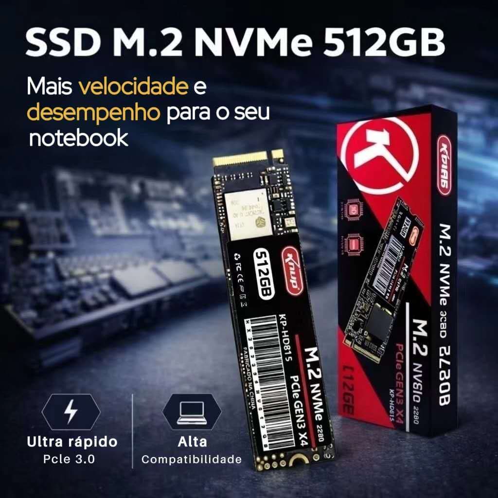 SSD KNUP 512GB M.2 NVMe 3.0 2280 PCle GEN3 X4 SpeedRam 3D NAND – Upgrade Rápido e Seguro