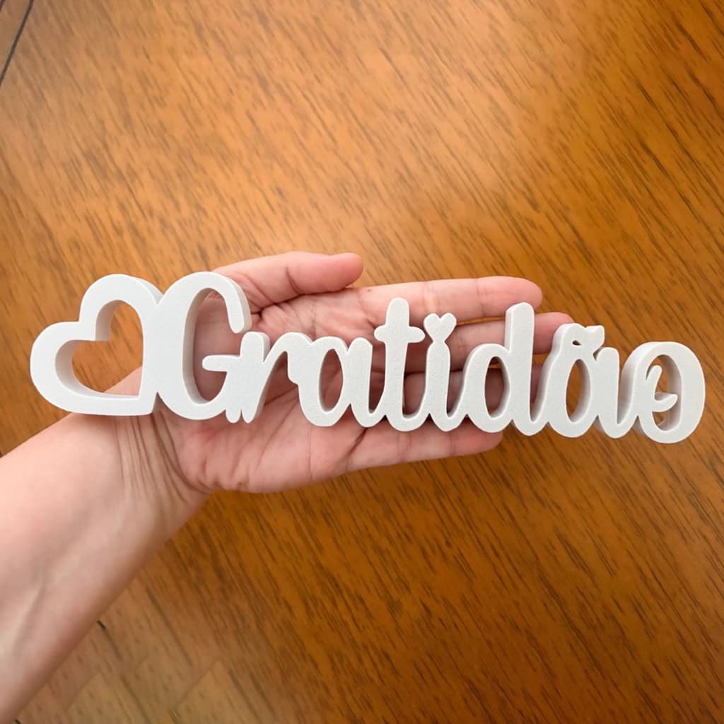 Enfeite de Mesa Palavra Gratidão com Coração Decoração - Customizaki