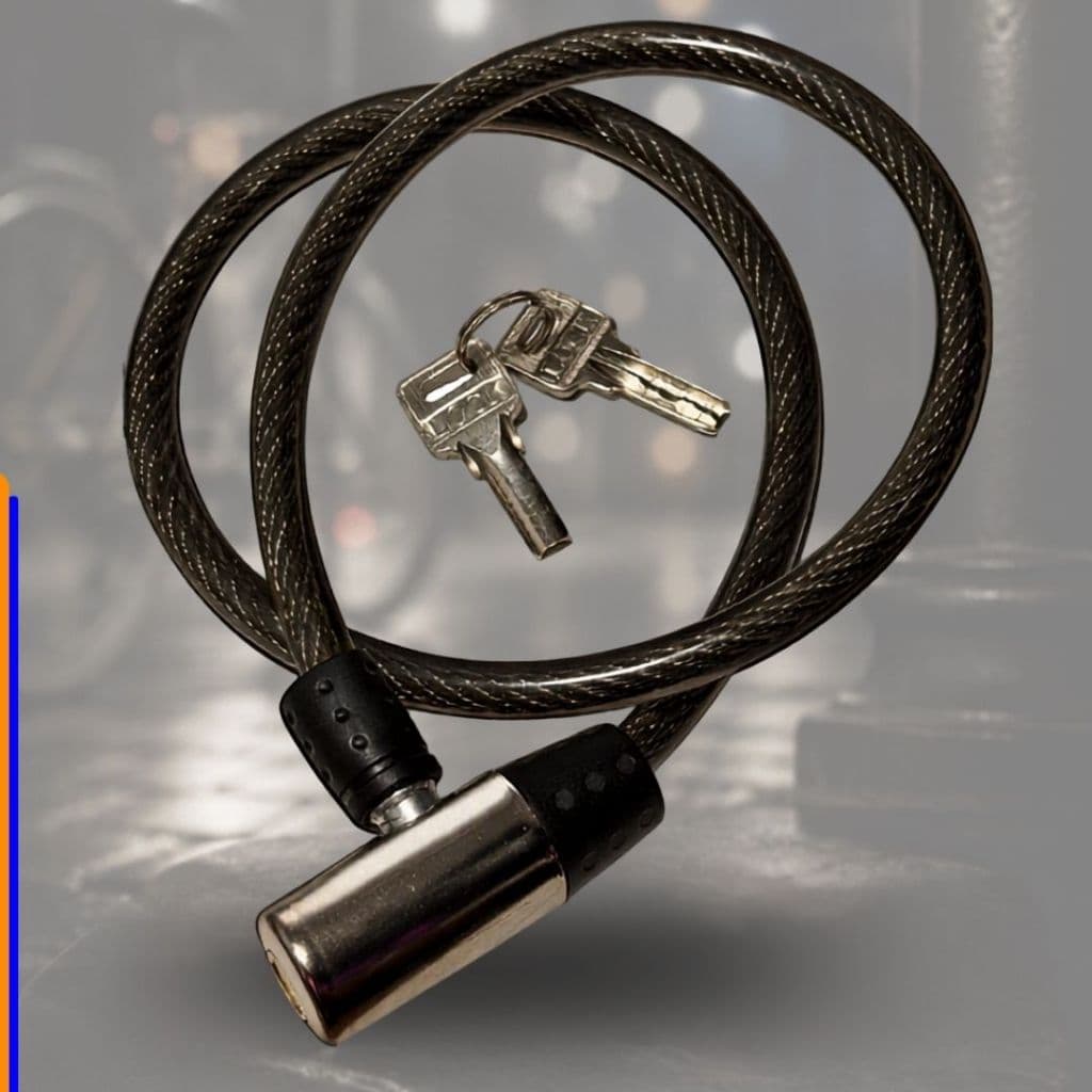 Tranca Para Bicicleta Bike Moto Cadeado Anti Furto Segurança Cabo Aço Trançado Emborrachado 2 Chaves